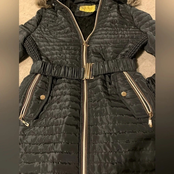 Super Nova Hooded Black Quilted Mid-length Winter Coat - Picture 3 of 10